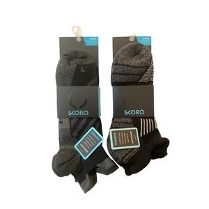 Skora Men’s Socks Running 2 PACK 3 Socks ea. Cushion Low Cut SZ:10-13 Black Gray